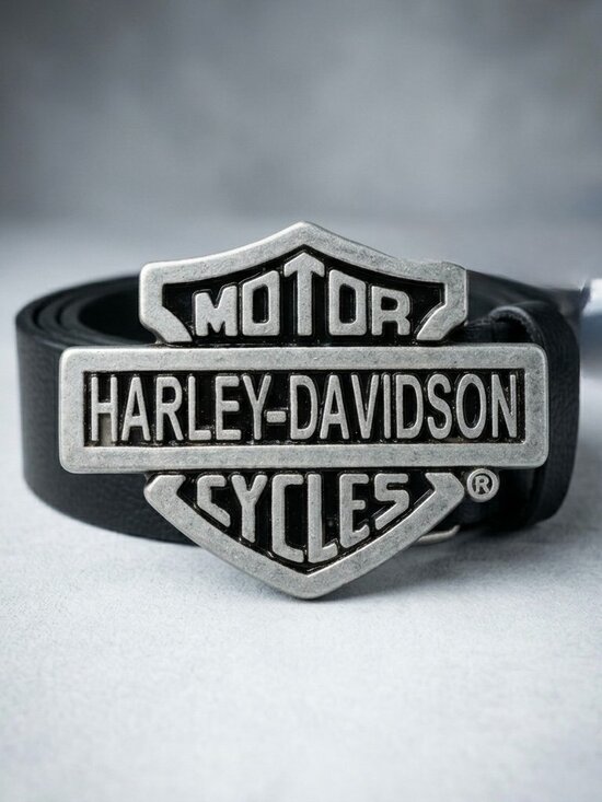 Harley-Davidson Genuine Leather Biker Belt Bar & Shield Silver Logo Buckle - Picture 2 of 4